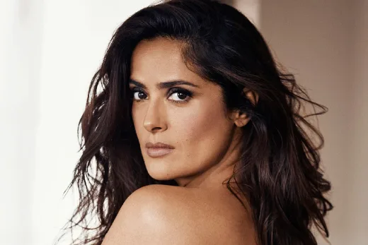Salma Hayek glanced over her shoulder