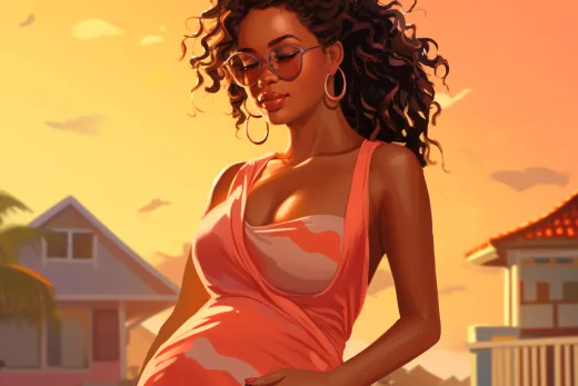 Pretty dark skinned pregnant woman